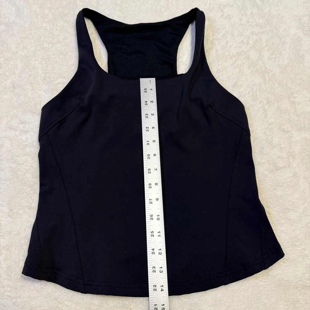 lululemon cropped black tank top Bra women's size 8 Square Neck Lulu